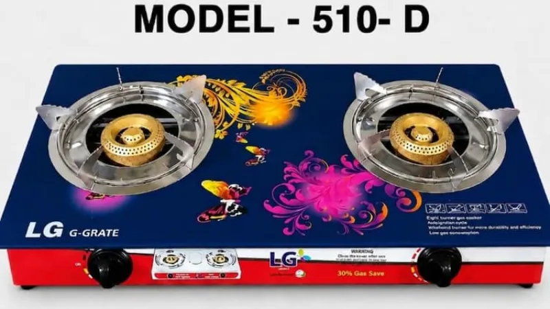 LG G-Grate Model 510-D Double Burner Tempered Glass Gas Stove