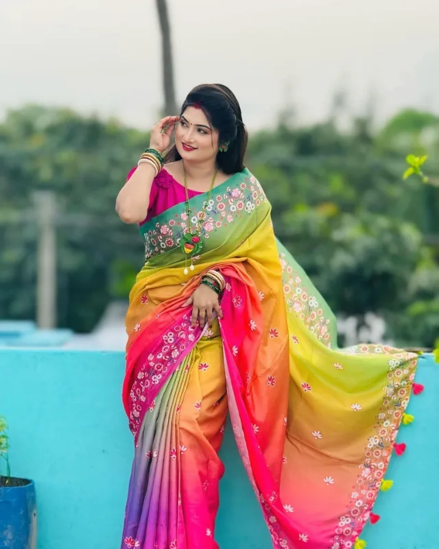 Japani silk saree with blause pcs