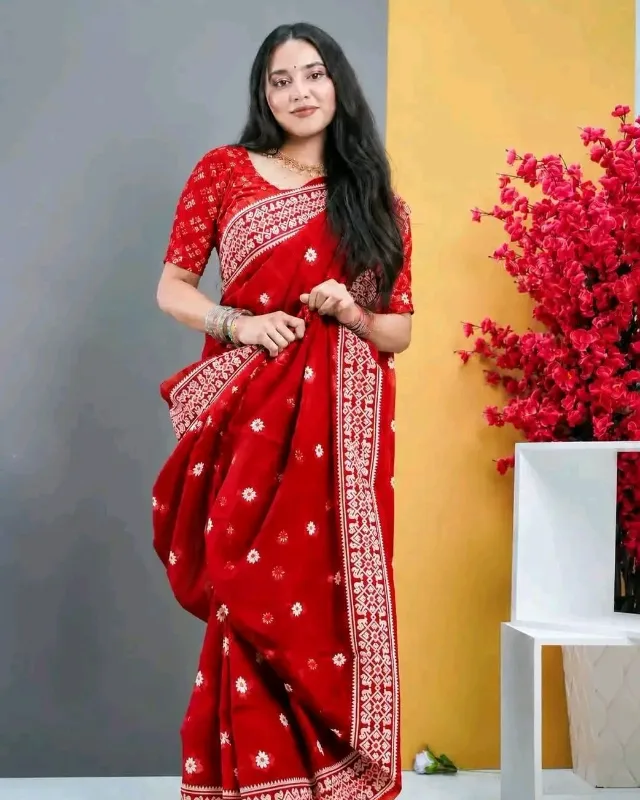 Half Silk Screen Print Saree