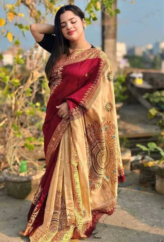 প্রিমিয়াম নকশি টাঙ্গাইল ধুপিয়ান সিল্ক শাড়ি