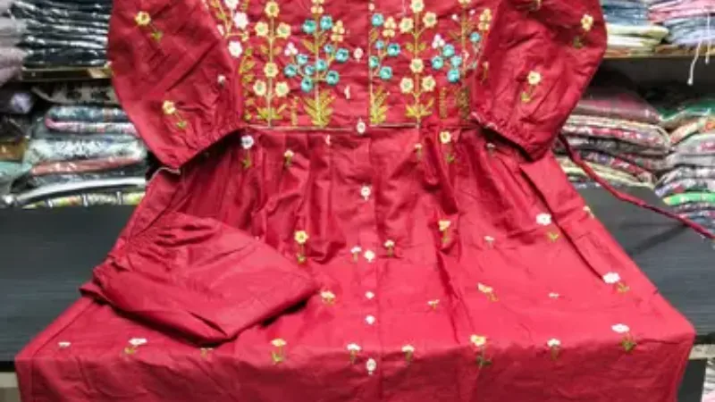 Premium Cotton Embroidered Kurti 2-Piece Set